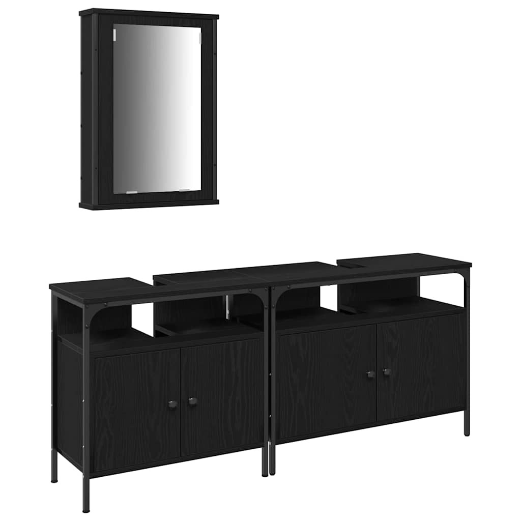 Vannitoa valamud 3 tk Must 80 x 30 x 60 cm Tehispuit