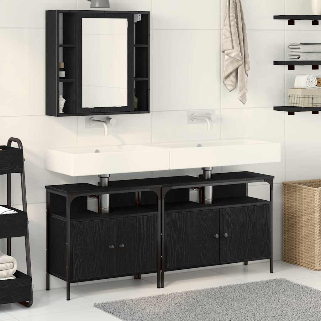 Vannitoa valamud 3 tk Must 80 x 30 x 60 cm Tehispuit