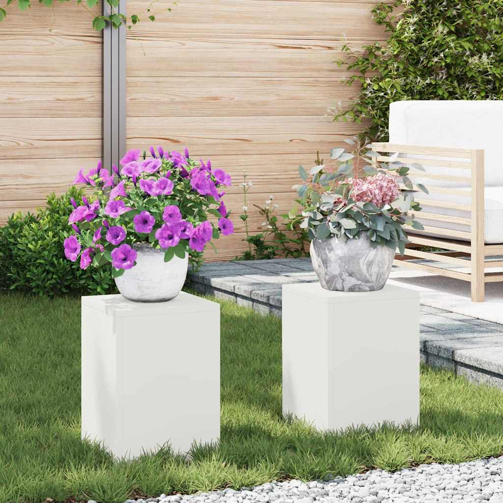 Taimede alus 2 tk Valge 24 x 24 x 35 cm Külmvalmistatud teras