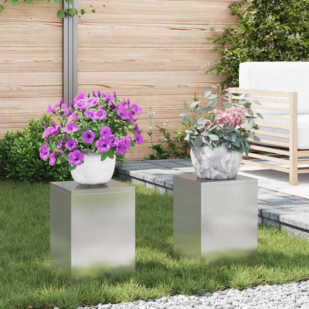 Taimede alus 2 tk Hõbedane 24 x 24 x 35 cm Roostevaba teras