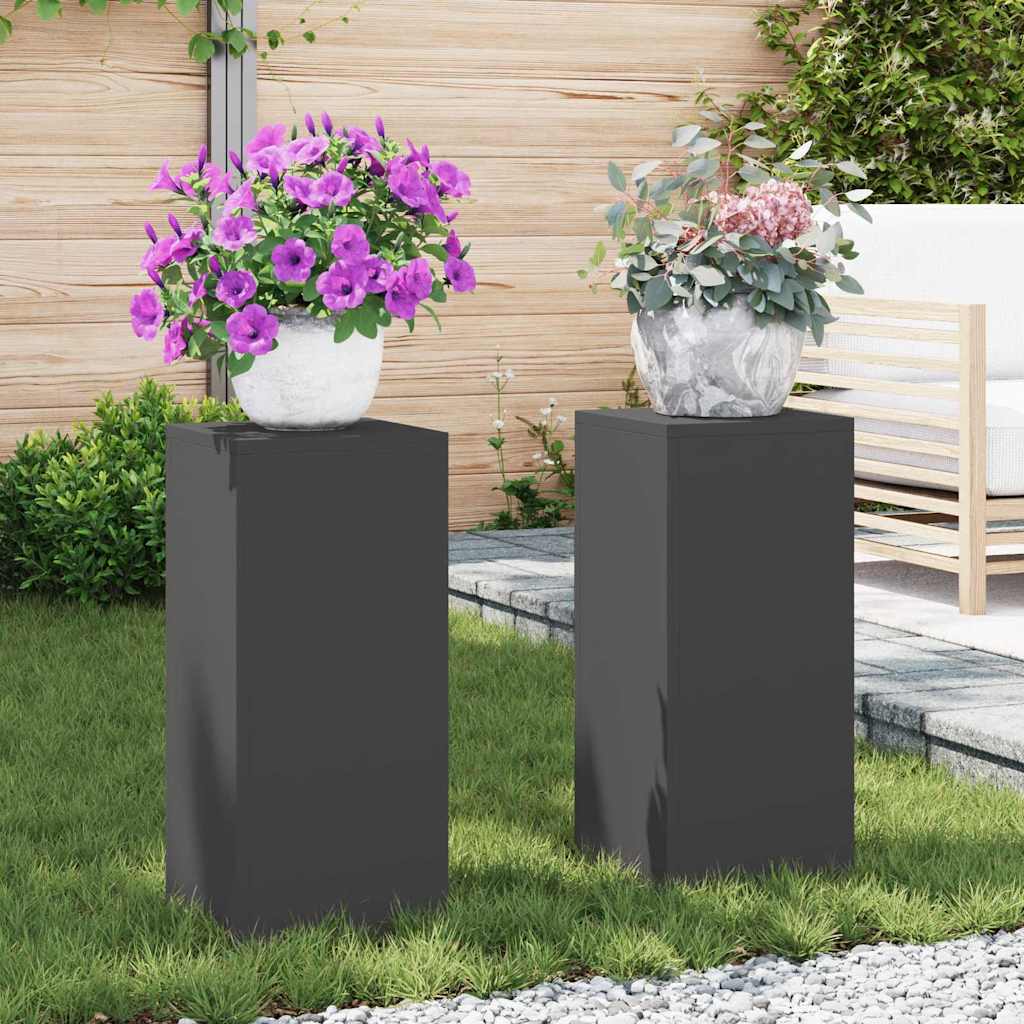 Taimede alus 2 tk Must 24 x 24 x 55 cm Külmvalmistatud teras
