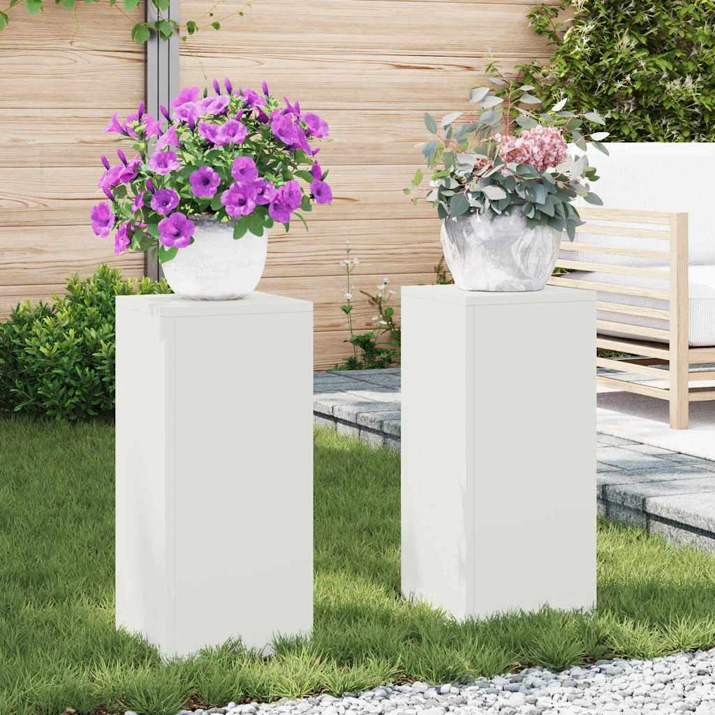 Taimede alus 2 tk Valge 24 x 24 x 55 cm Külmvalmistatud teras
