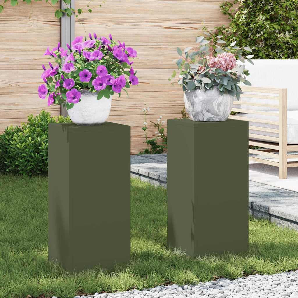 Taimede alus 2 tk Oliiviroheline 24 x 24 x 55 cm