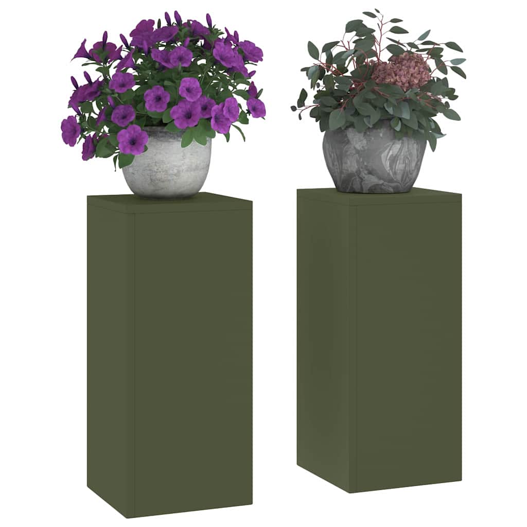 Taimede alus 2 tk Oliiviroheline 24 x 24 x 55 cm