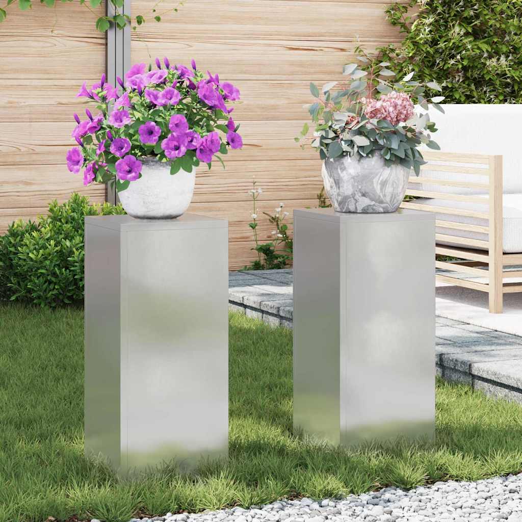Taimede alus 2 tk Hõbedane 24 x 24 x 55 cm Roostevaba teras