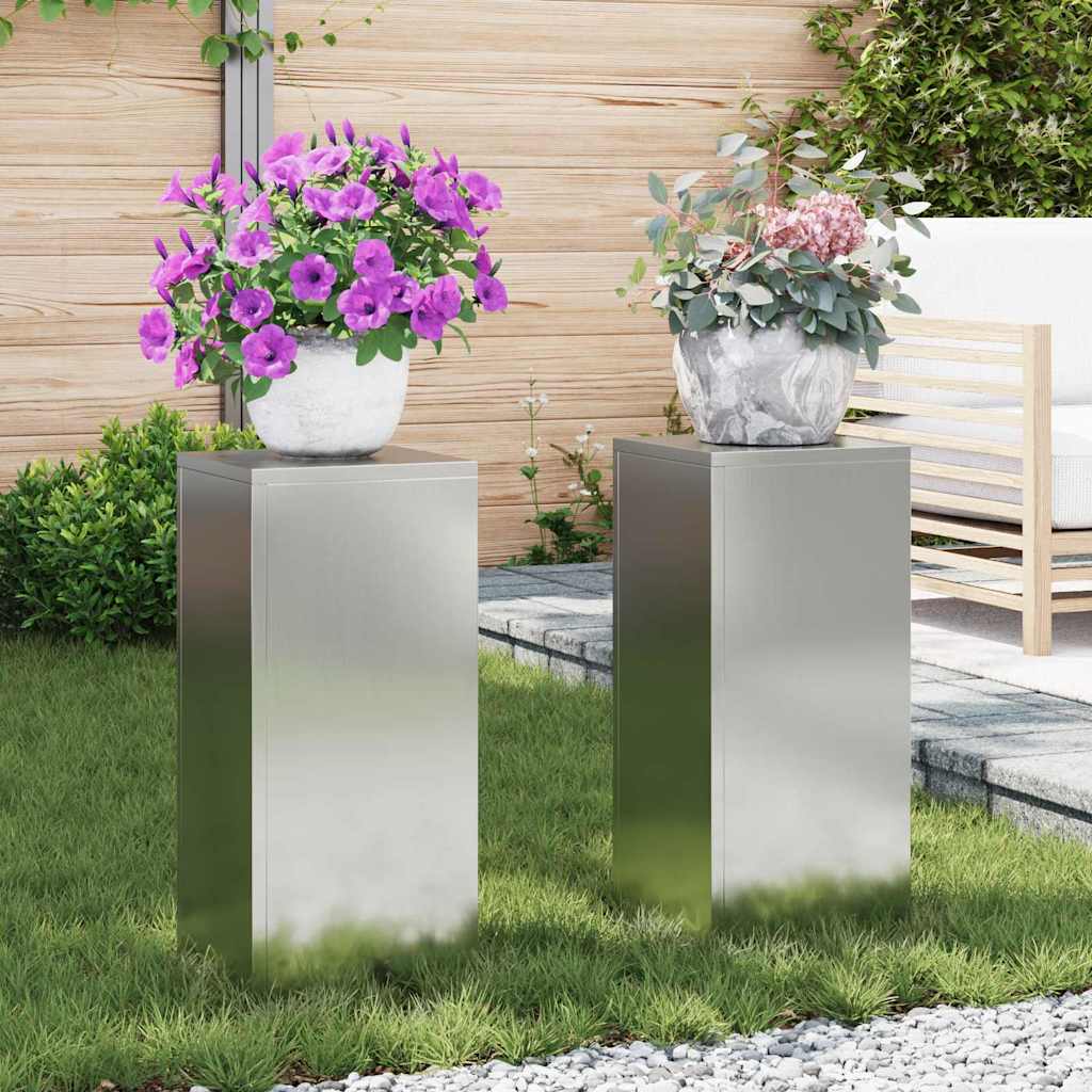 Taimede alus 2 tk Hõbedane 24 x 24 x 55 cm Tsingitud teras
