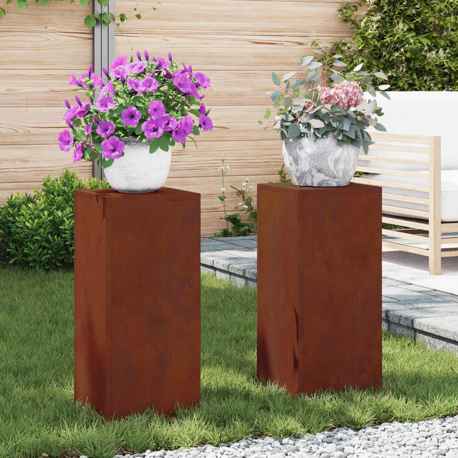 Taimede alus 2 tk Rooste 24 x 24 x 55 cm Ilmastikukindel teras