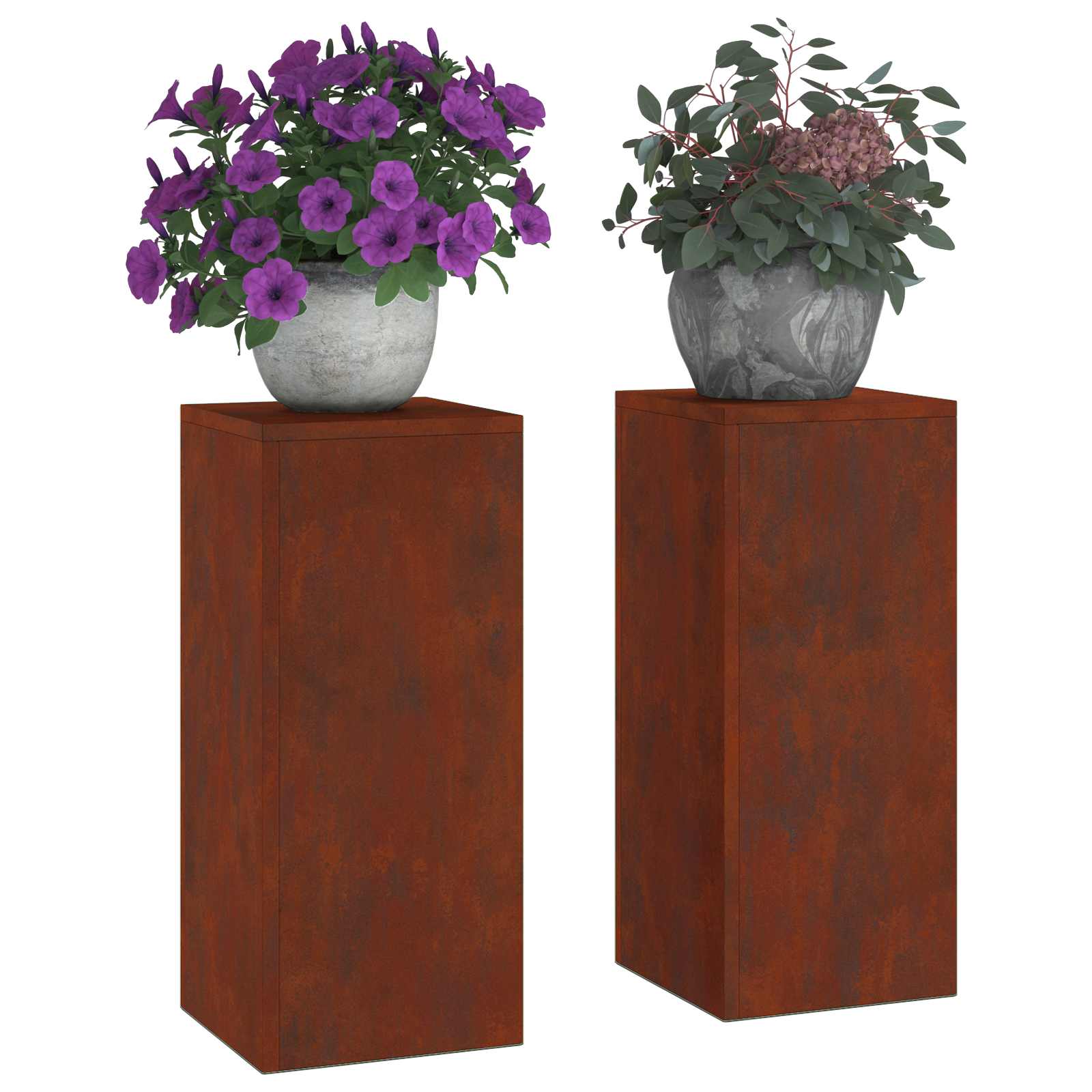 Taimede alus 2 tk Rooste 24 x 24 x 55 cm Ilmastikukindel teras