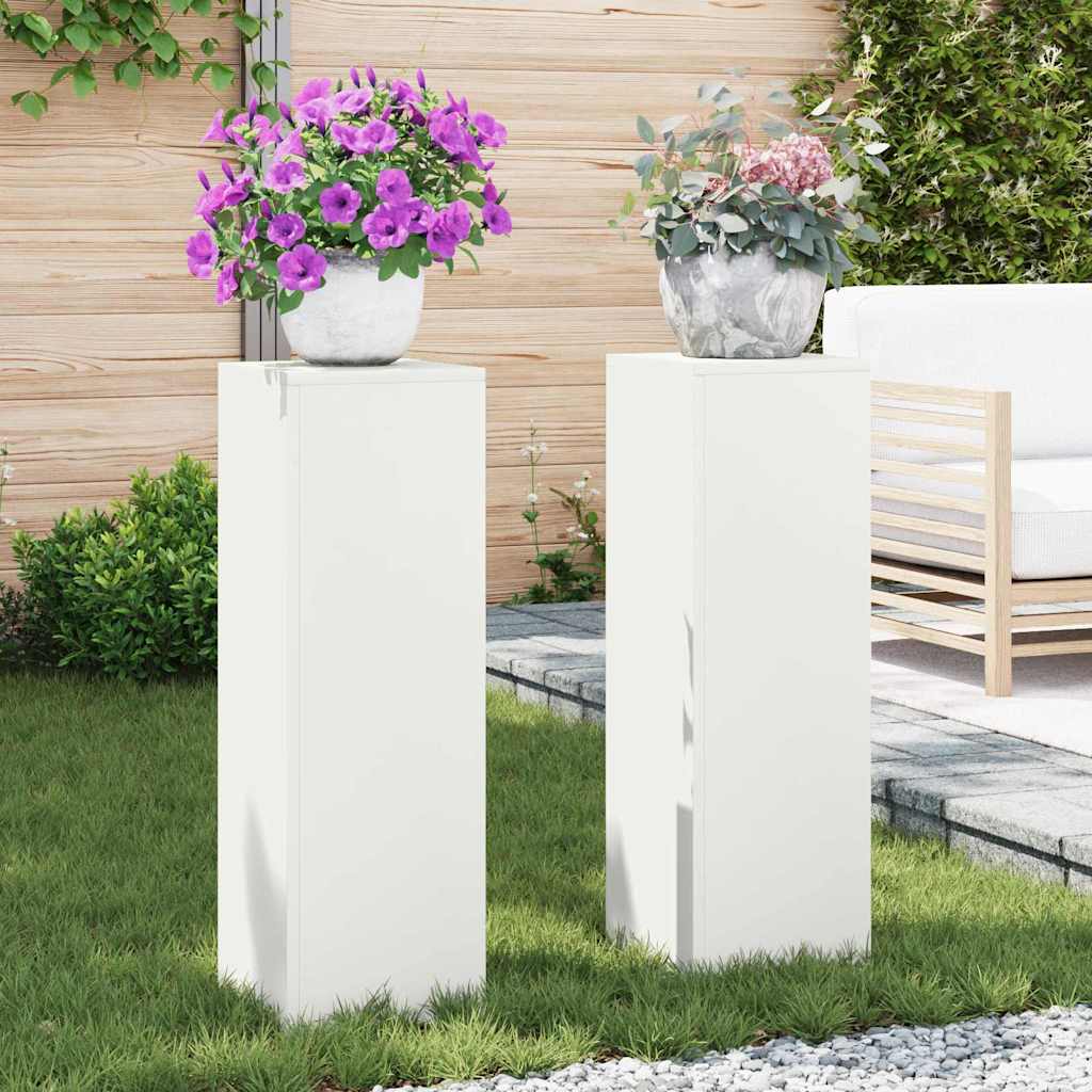 Taimede alus 2 tk Valge 24 x 24 x 75 cm Külmvalmistatud teras