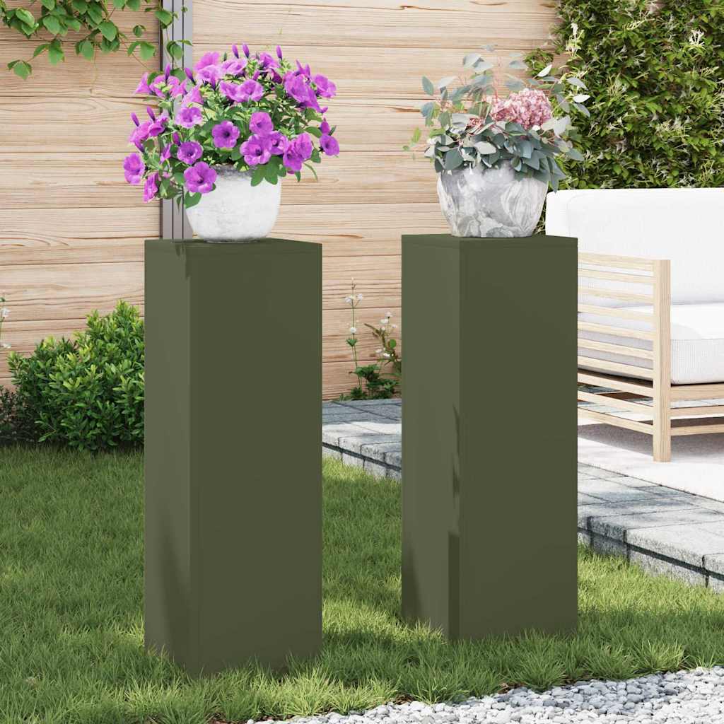 Taimede alus 2 tk Oliiviroheline 24 x 24 x 75 cm