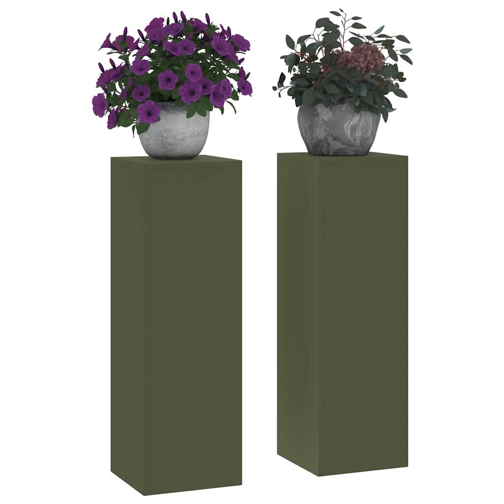 Taimede alus 2 tk Oliiviroheline 24 x 24 x 75 cm