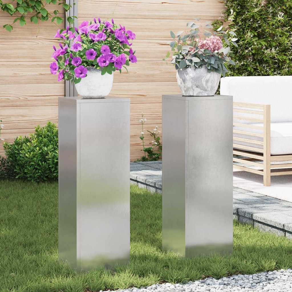 Taimede alus 2 tk Hõbedane 24 x 24 x 75 cm Roostevaba teras
