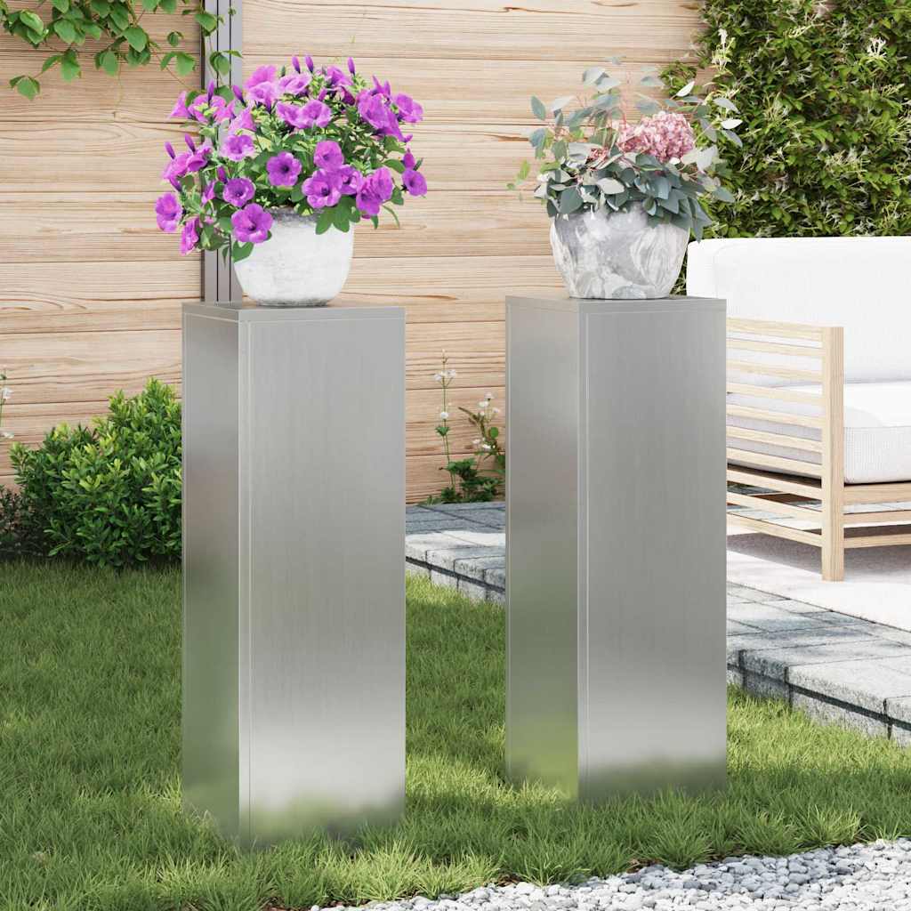 Taimede alus 2 tk Hõbedane 24 x 24 x 75 cm Tsingitud teras