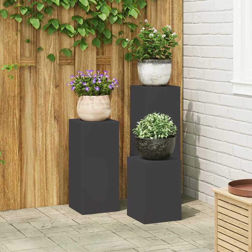 Taimede alus 3 tk Must 24 x 24 x 75 cm Külmvalmistatud teras