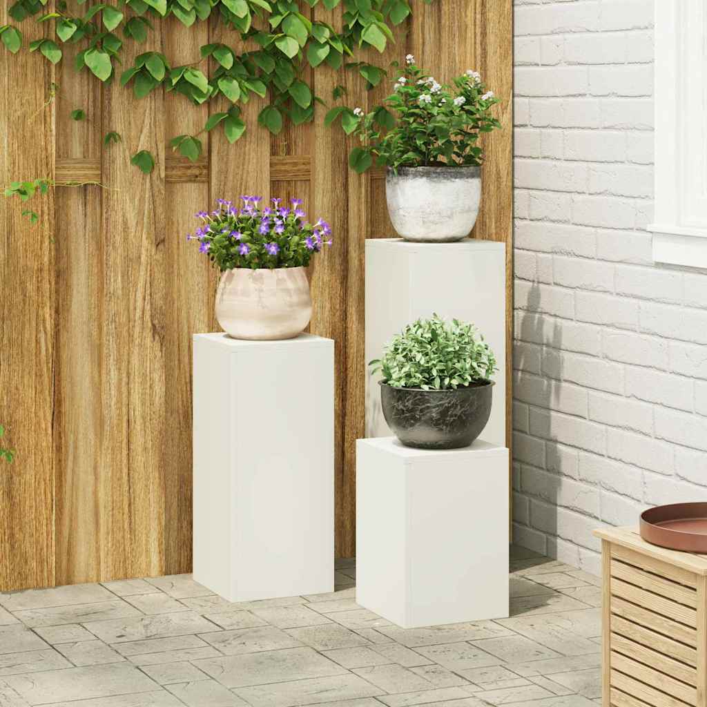 Taimede alus 3 tk Valge 24 x 24 x 75 cm Külmvalmistatud teras