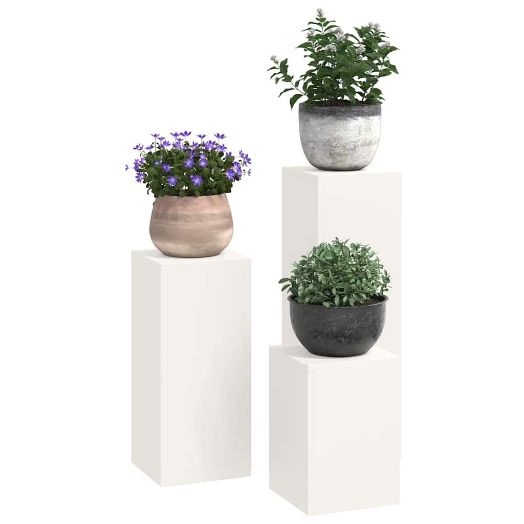 Taimede alus 3 tk Valge 24 x 24 x 75 cm Külmvalmistatud teras