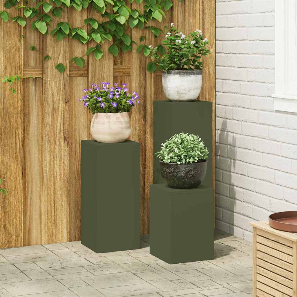 Taimede alus 3 tk Oliiviroheline 24 x 24 x 75 cm