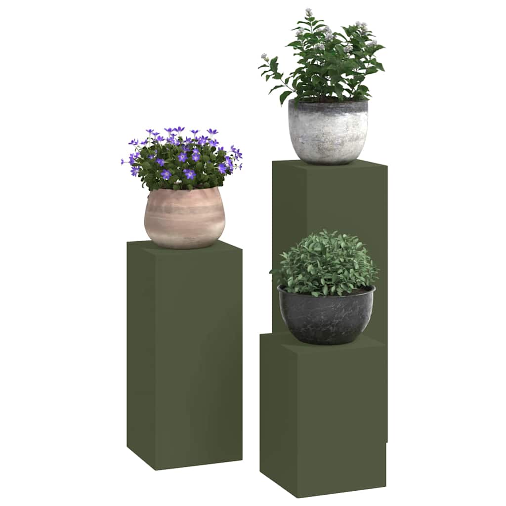 Taimede alus 3 tk Oliiviroheline 24 x 24 x 75 cm