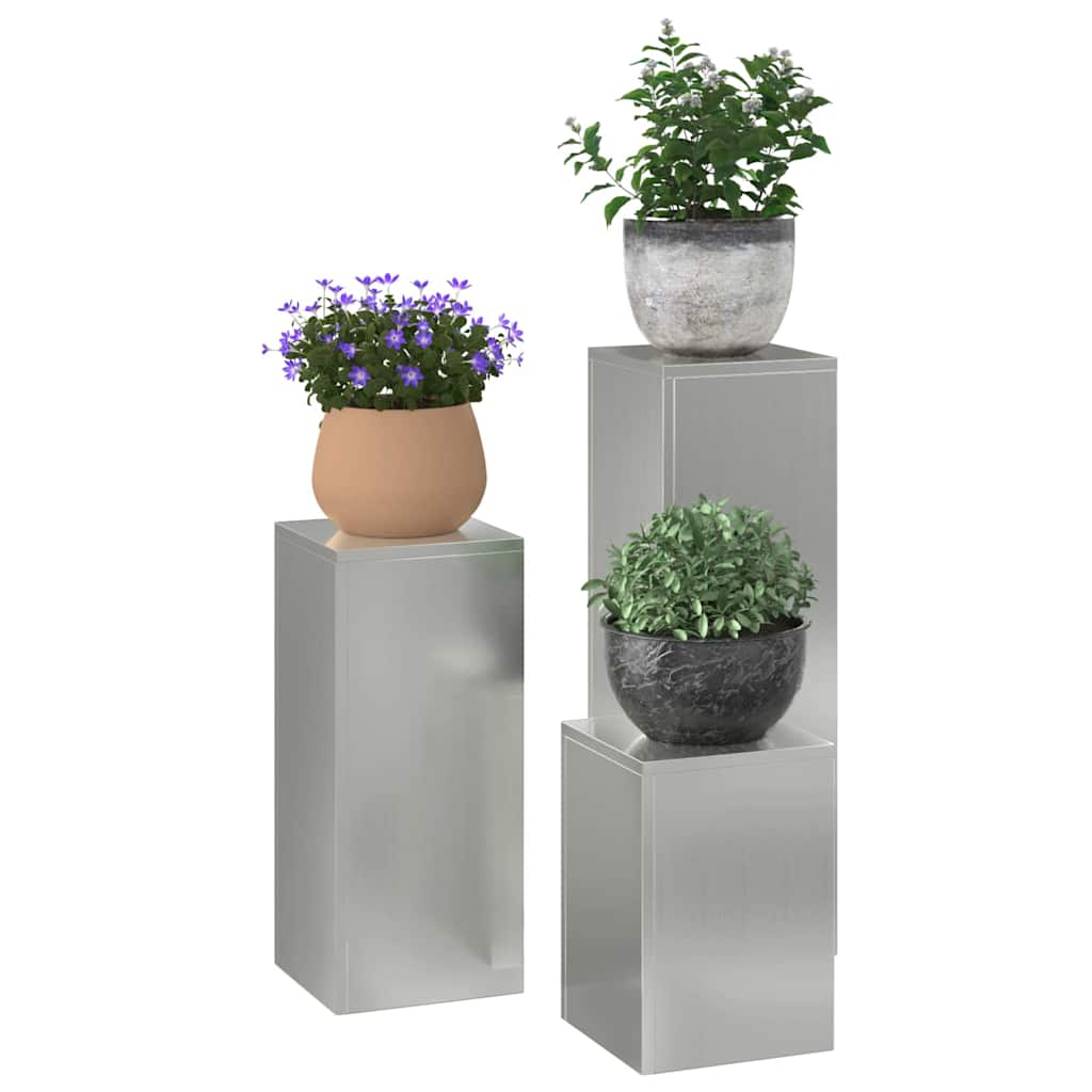Taimede alus 3 tk Hõbedane 24 x 24 x 75 cm Tsingitud teras