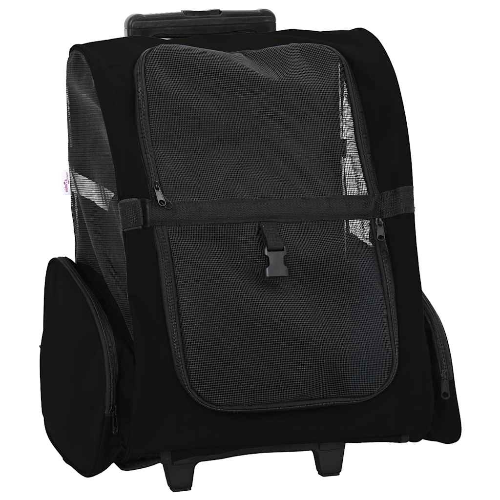 Lemmikloomakäru 3-ühes disainiga, must, 48 x 32 x (57-106) cm, Oxford-kangas