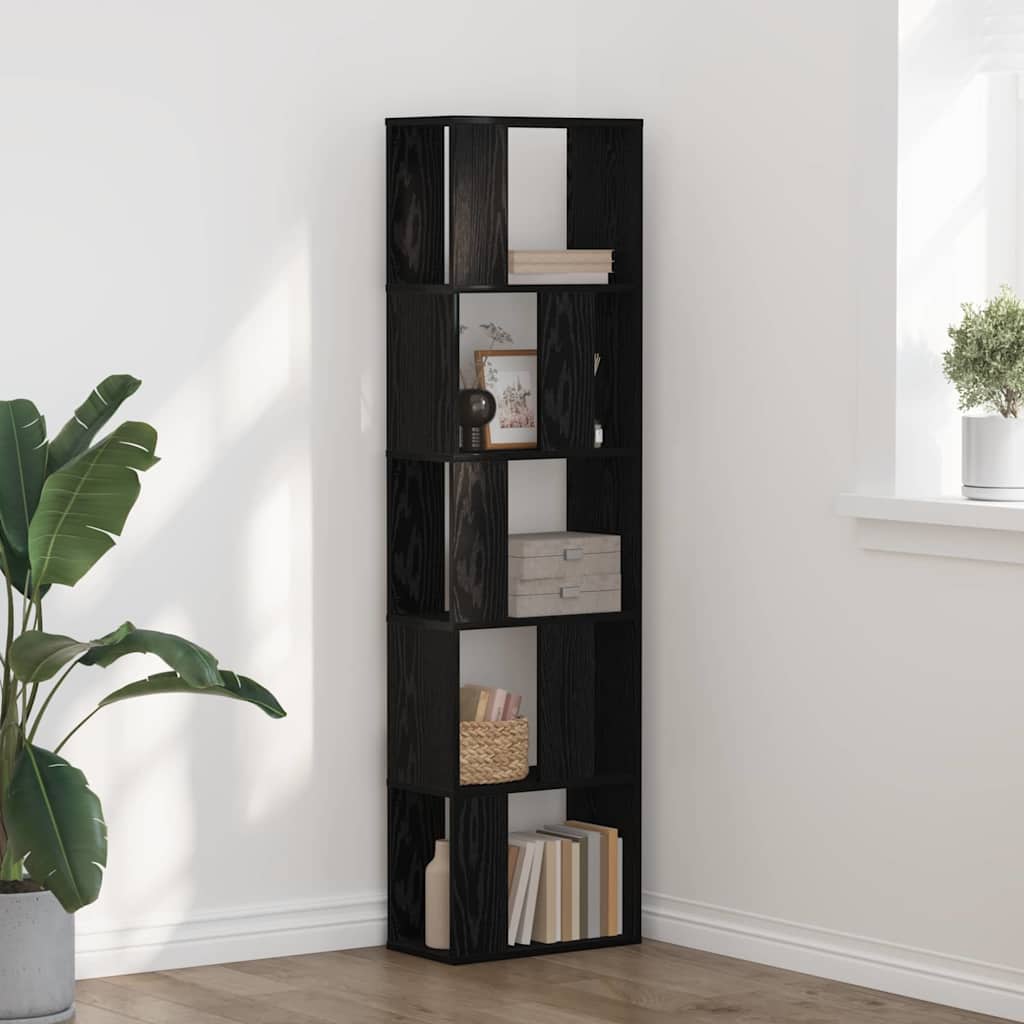 Raamatukapp 5.0 tasandit 45 x 23,5 x 162,5 cm Must tamm