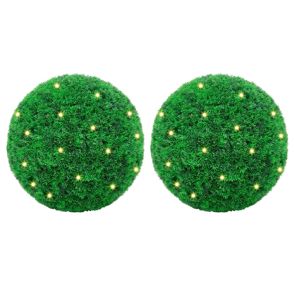 Kunstpukspuidust pallid LED tuledega 2 tk Roheline 27 cm