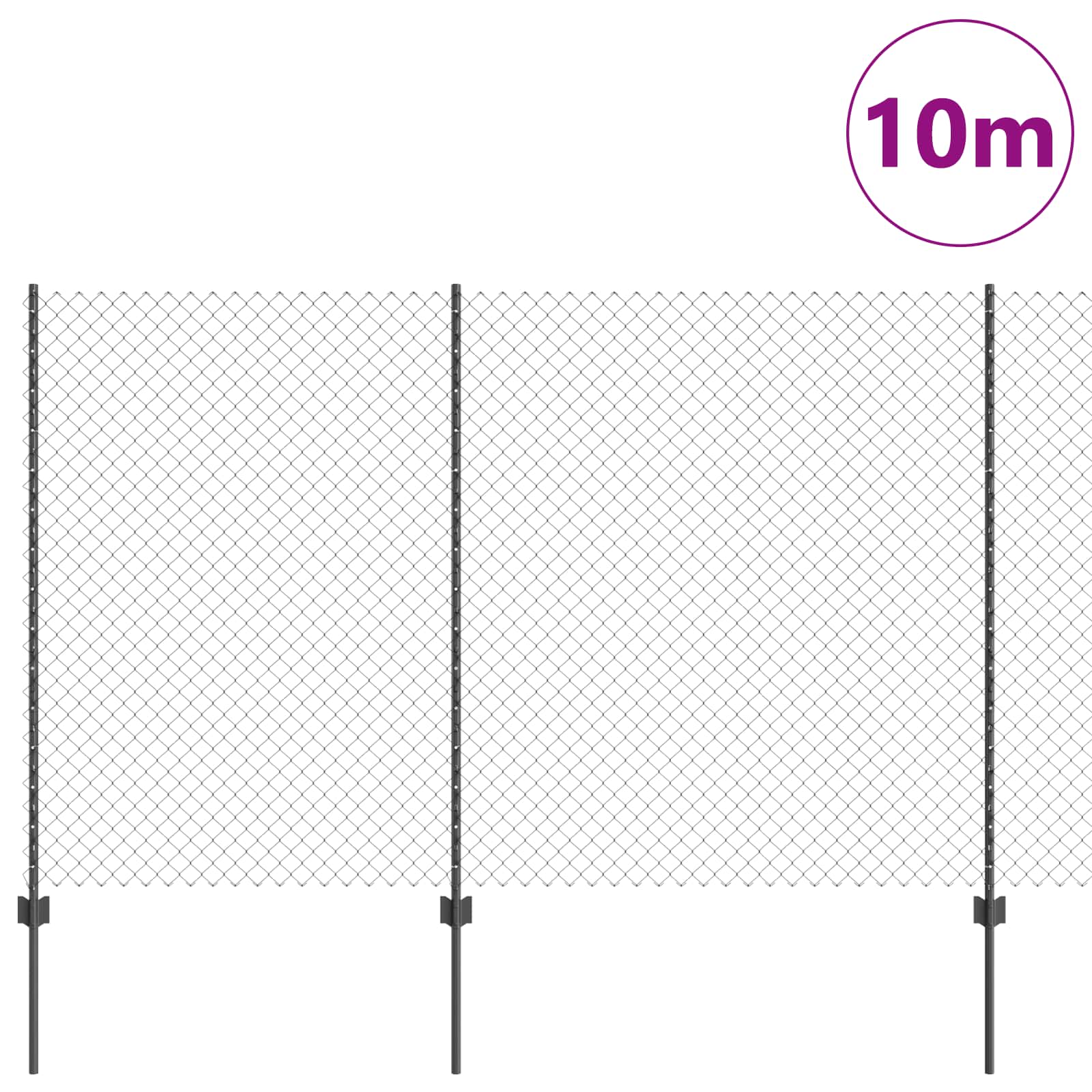 Aedade kettingfence koos postiga 10 x 1,5 m PVC-kaetud teras