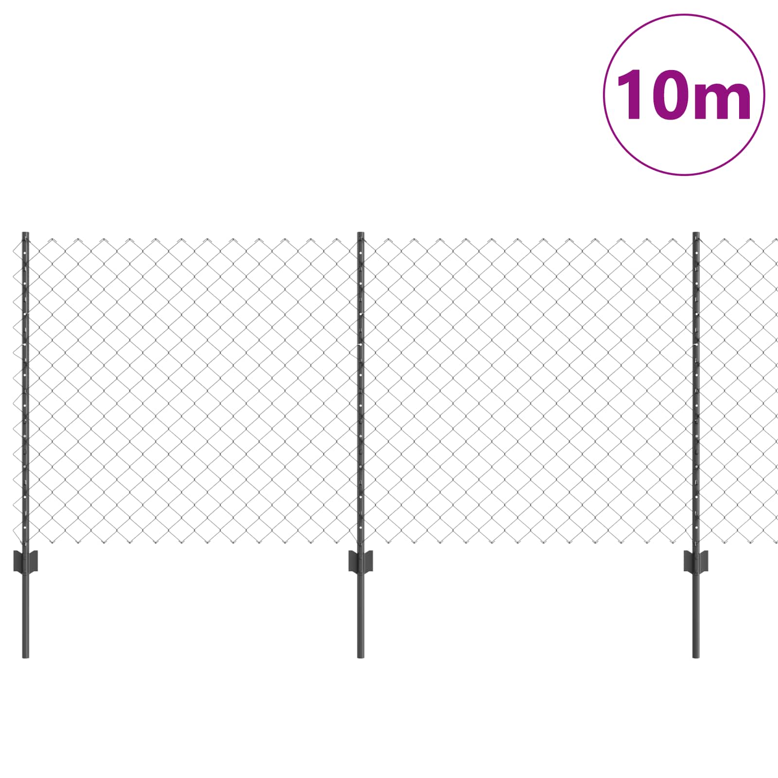 Aedade kettingfence koos postiga 10 x 1 m PVC-kaetud teras Hall