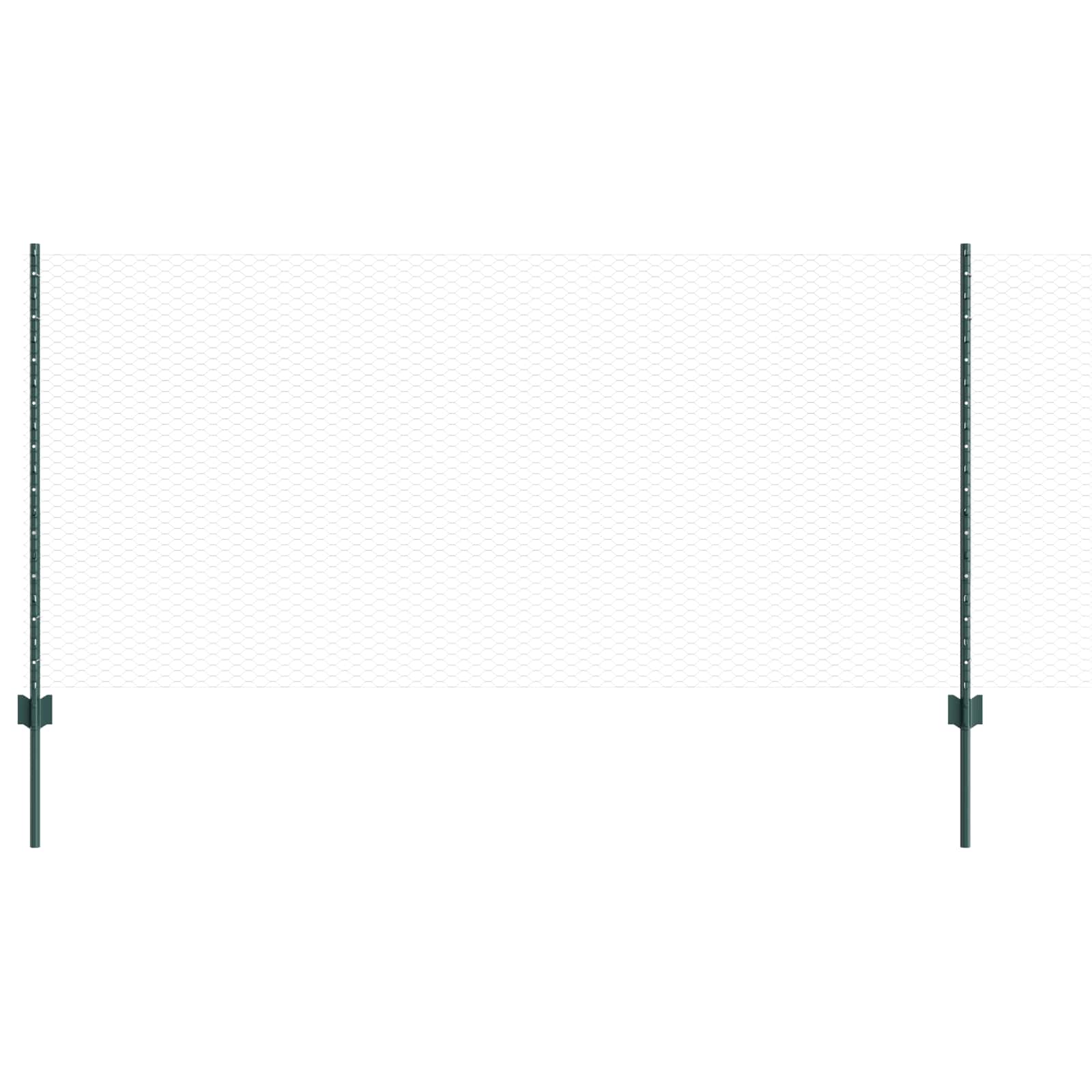 Kuusnurkne aed koos posti 25 x 1 m PVC-kaetud teras Roheline