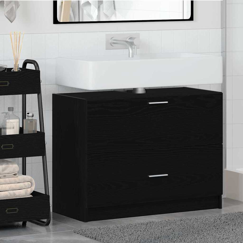 Vannitoa kapp Must tamm 78 x 37 x 59 cm Tehispuit
