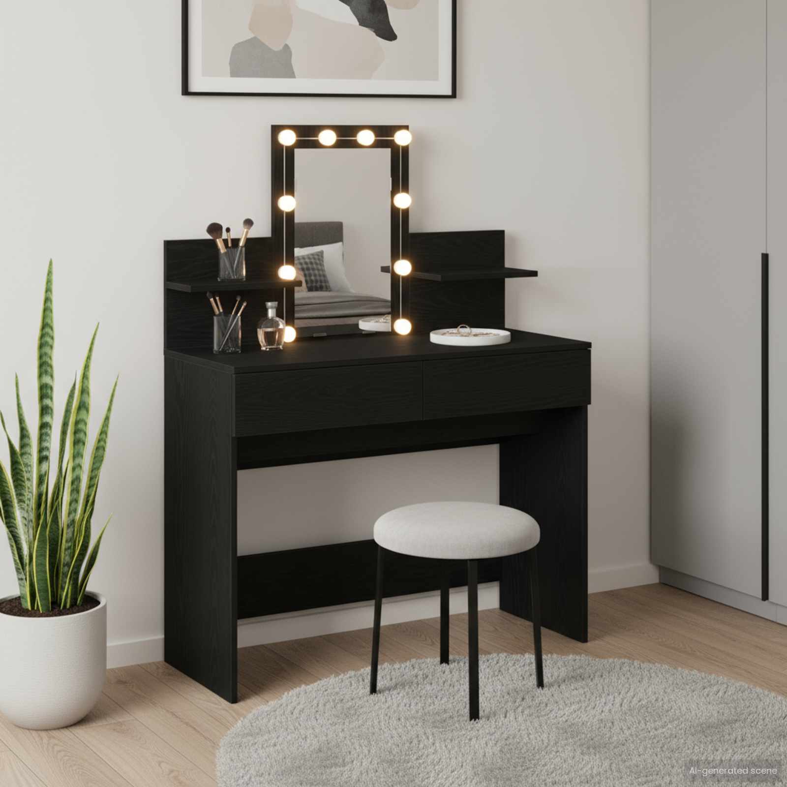 Riietumislaud Must tamm 100 x 40 x 130 cm Tehispuit
