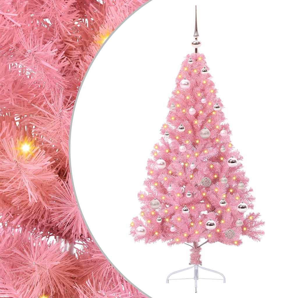 Tehis pre-lit jõulupuu koos 150 LED-iga Roosa 150 cm PVC