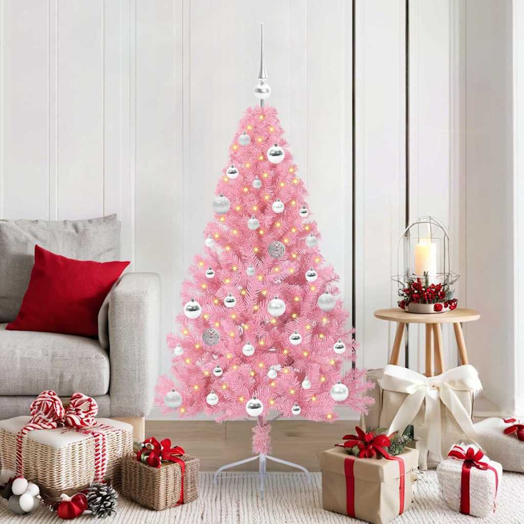 Tehis pre-lit jõulupuu koos 150 LED-iga Roosa 150 cm PVC