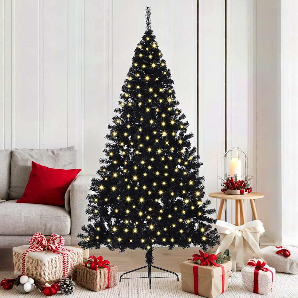 Tehis pre-lit jõulupuu koos 300 LED-iga Must 180 cm PVC