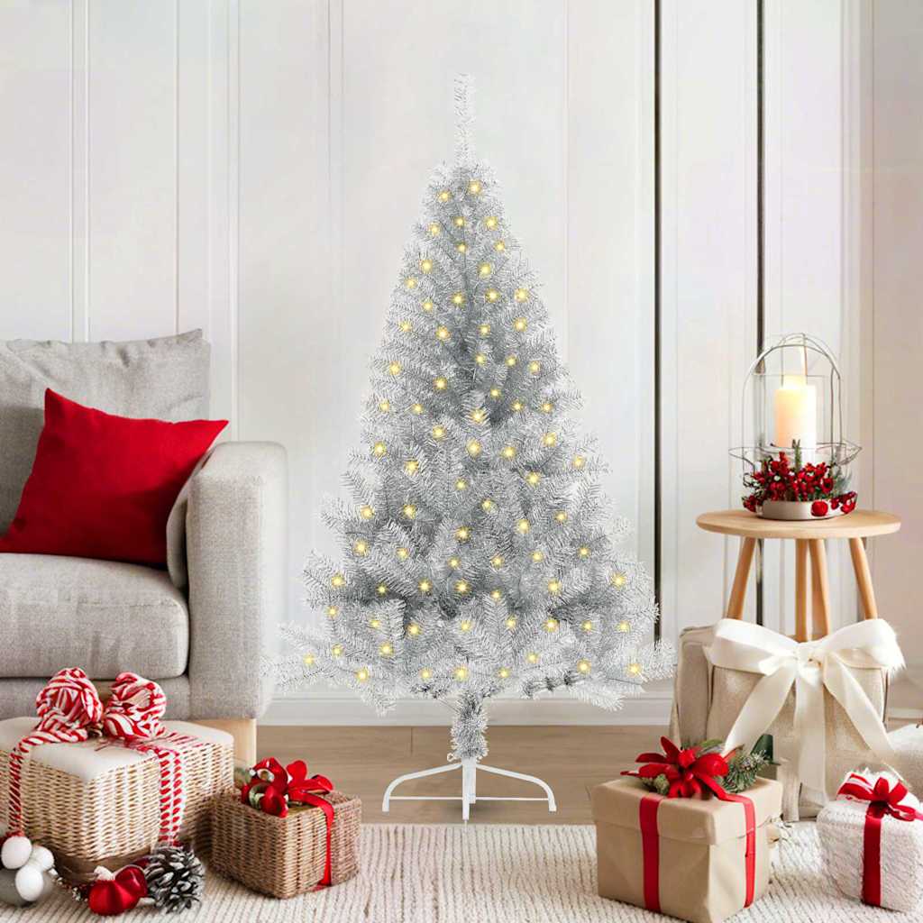 Tehis pre-lit jõulupuu koos 150 LED-iga Hõbedane 120 cm PET