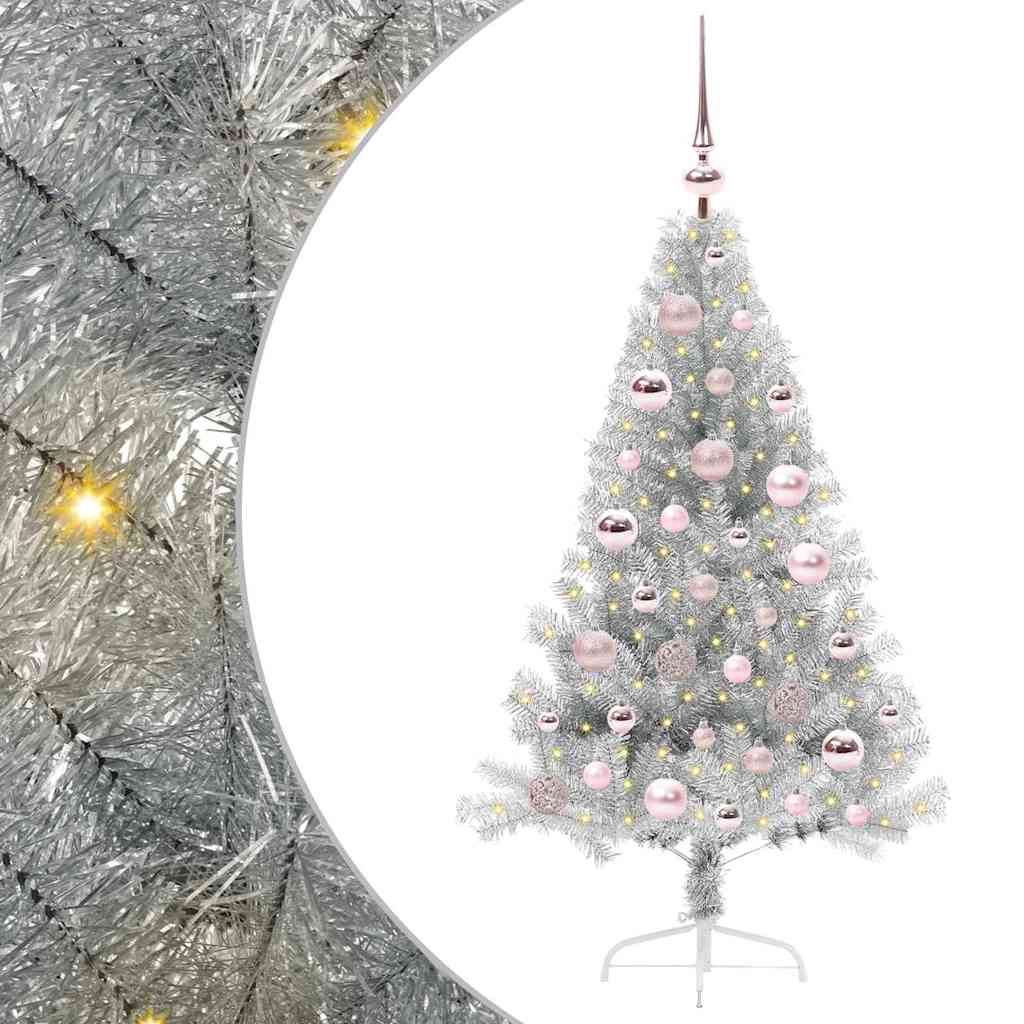 Tehis pre-lit jõulupuu koos 150 LED-iga Hõbedane 120 cm PET