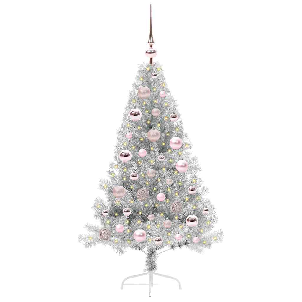 Tehis pre-lit jõulupuu koos 150 LED-iga Hõbedane 120 cm PET