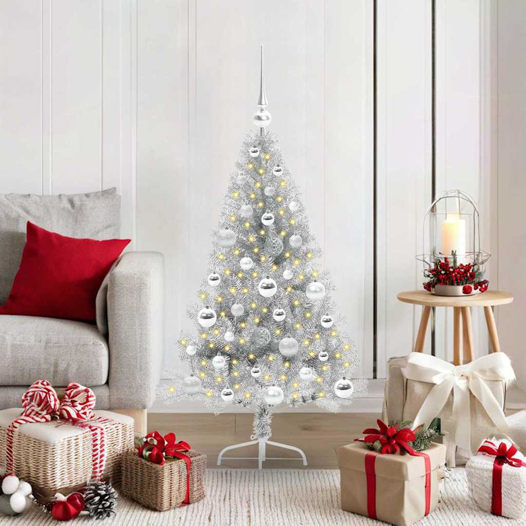Tehis pre-lit jõulupuu koos 150 LED-iga Hõbedane 120 cm PET