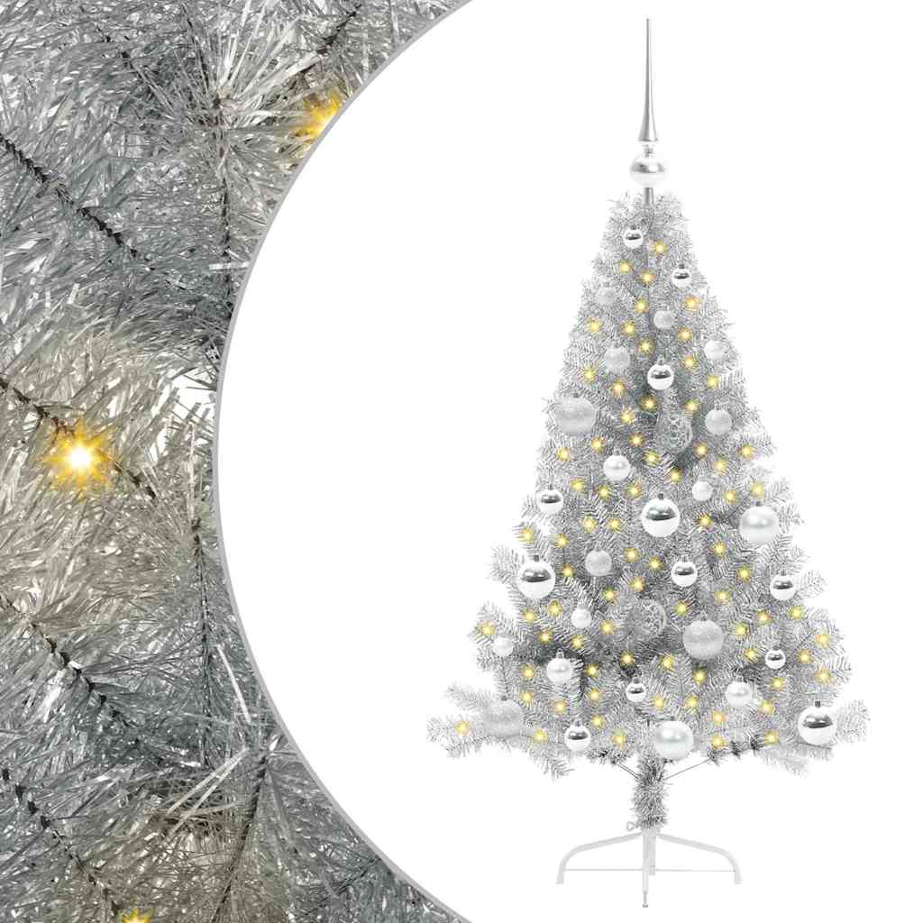 Tehis pre-lit jõulupuu koos 150 LED-iga Hõbedane 120 cm PET