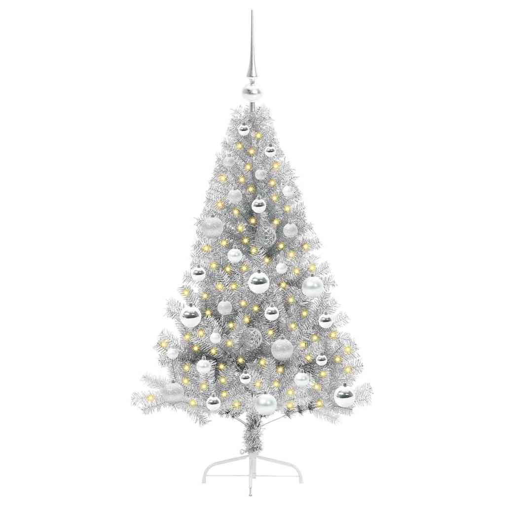 Tehis pre-lit jõulupuu koos 150 LED-iga Hõbedane 120 cm PET