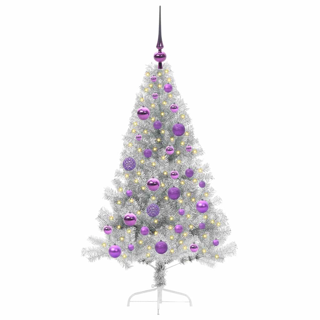 Tehis pre-lit jõulupuu koos 150 LED-iga Hõbedane 120 cm PET