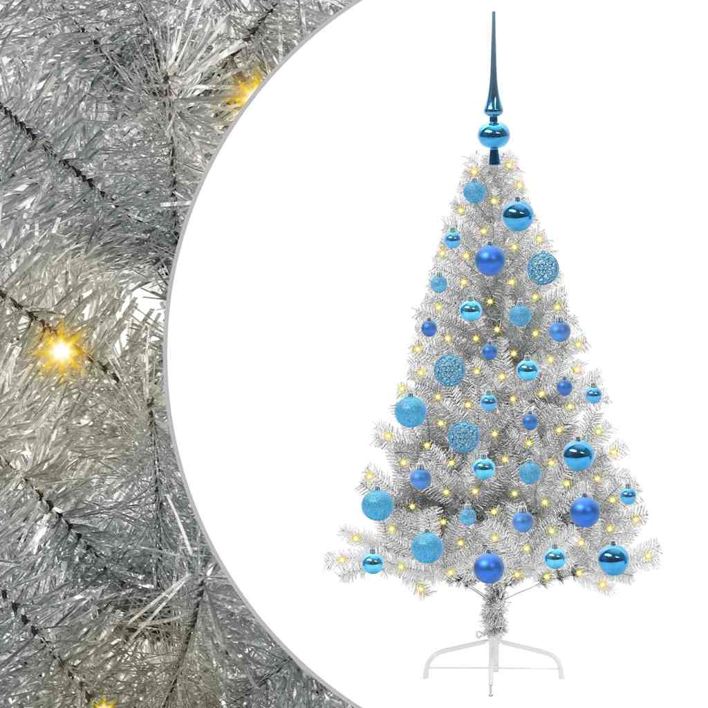 Tehis pre-lit jõulupuu koos 150 LED-iga Hõbedane 120 cm PET