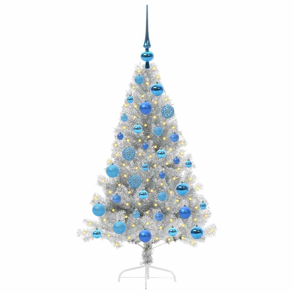 Tehis pre-lit jõulupuu koos 150 LED-iga Hõbedane 120 cm PET