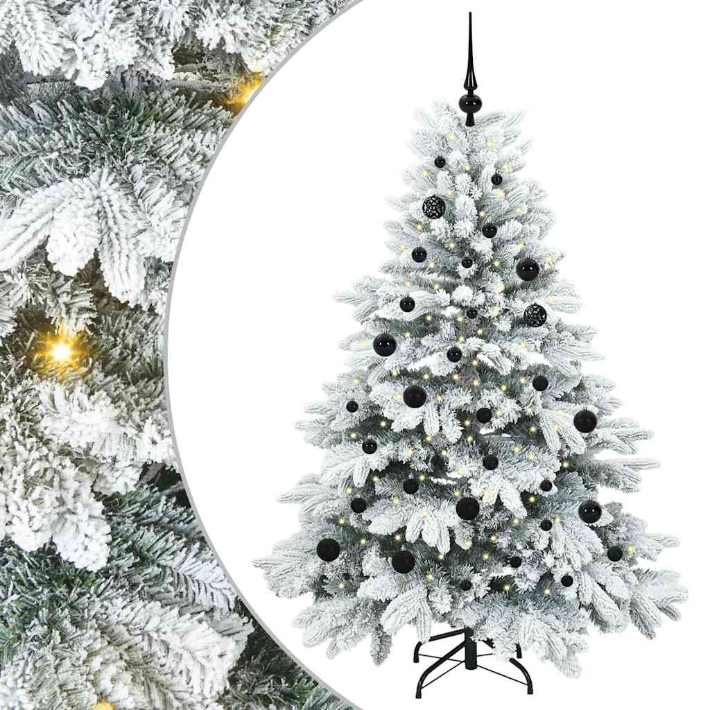 Tehisjõulupuu koos 150 LED-iga Valge 150 cm PE ja PVC