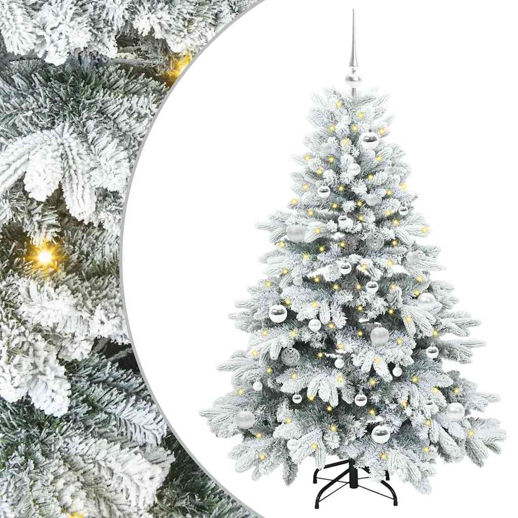 Tehisjõulupuu koos 150 LED-iga Valge 150 cm PE ja PVC