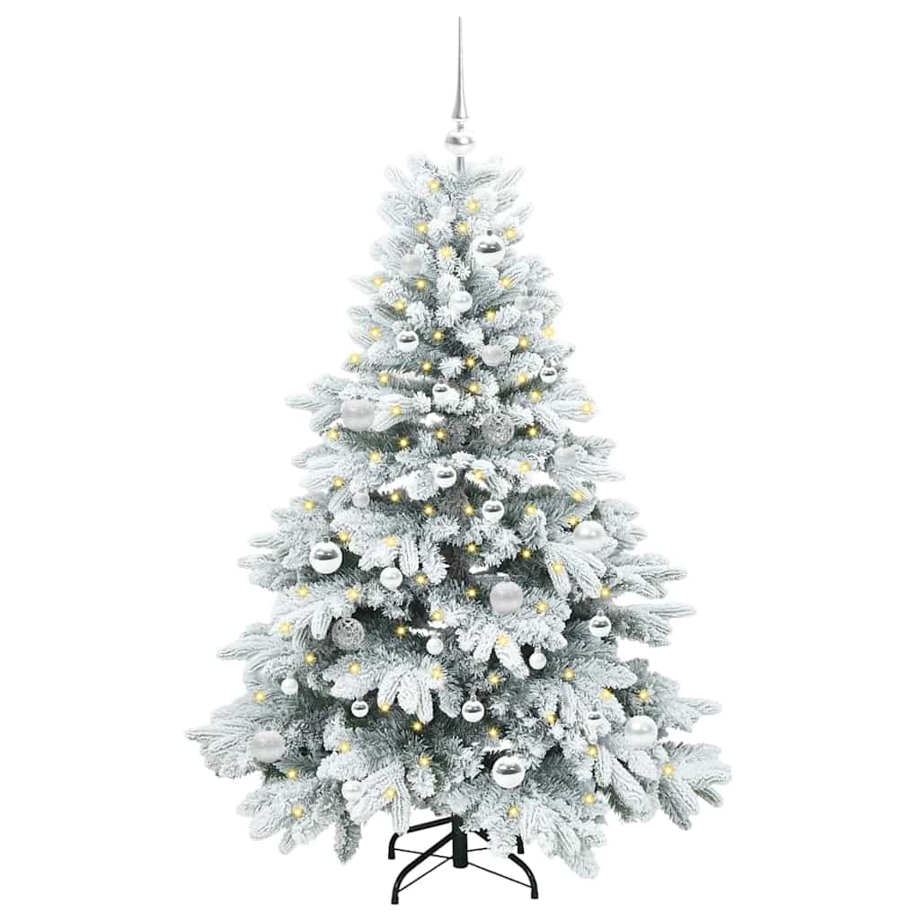 Tehisjõulupuu koos 150 LED-iga Valge 150 cm PE ja PVC