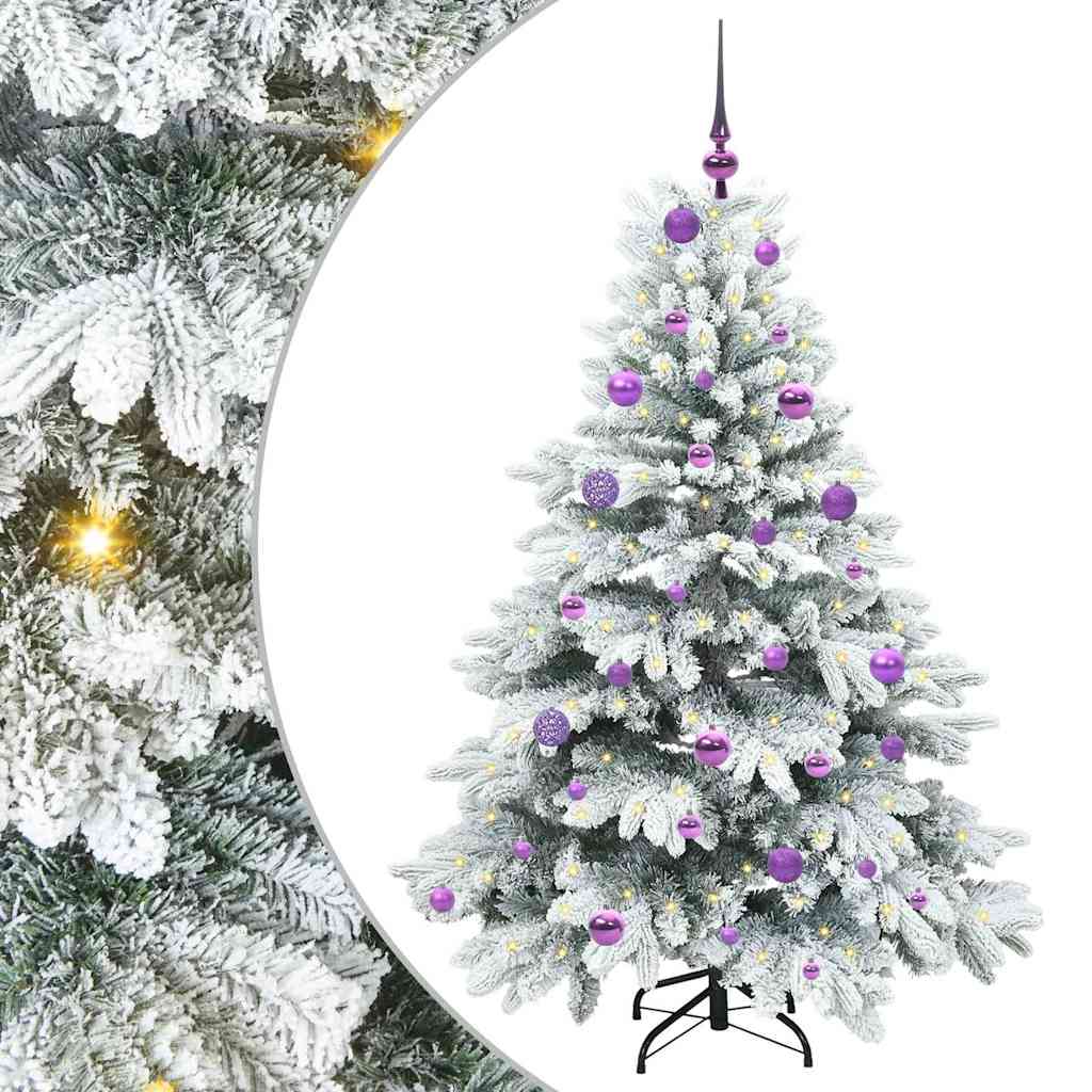 Tehisjõulupuu koos 150 LED-iga Valge 150 cm PE ja PVC