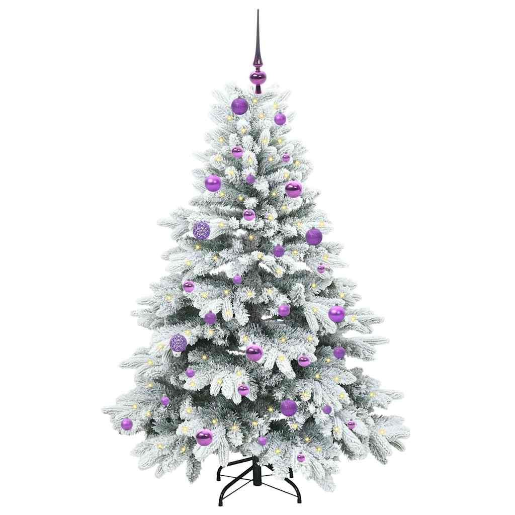 Tehisjõulupuu koos 150 LED-iga Valge 150 cm PE ja PVC