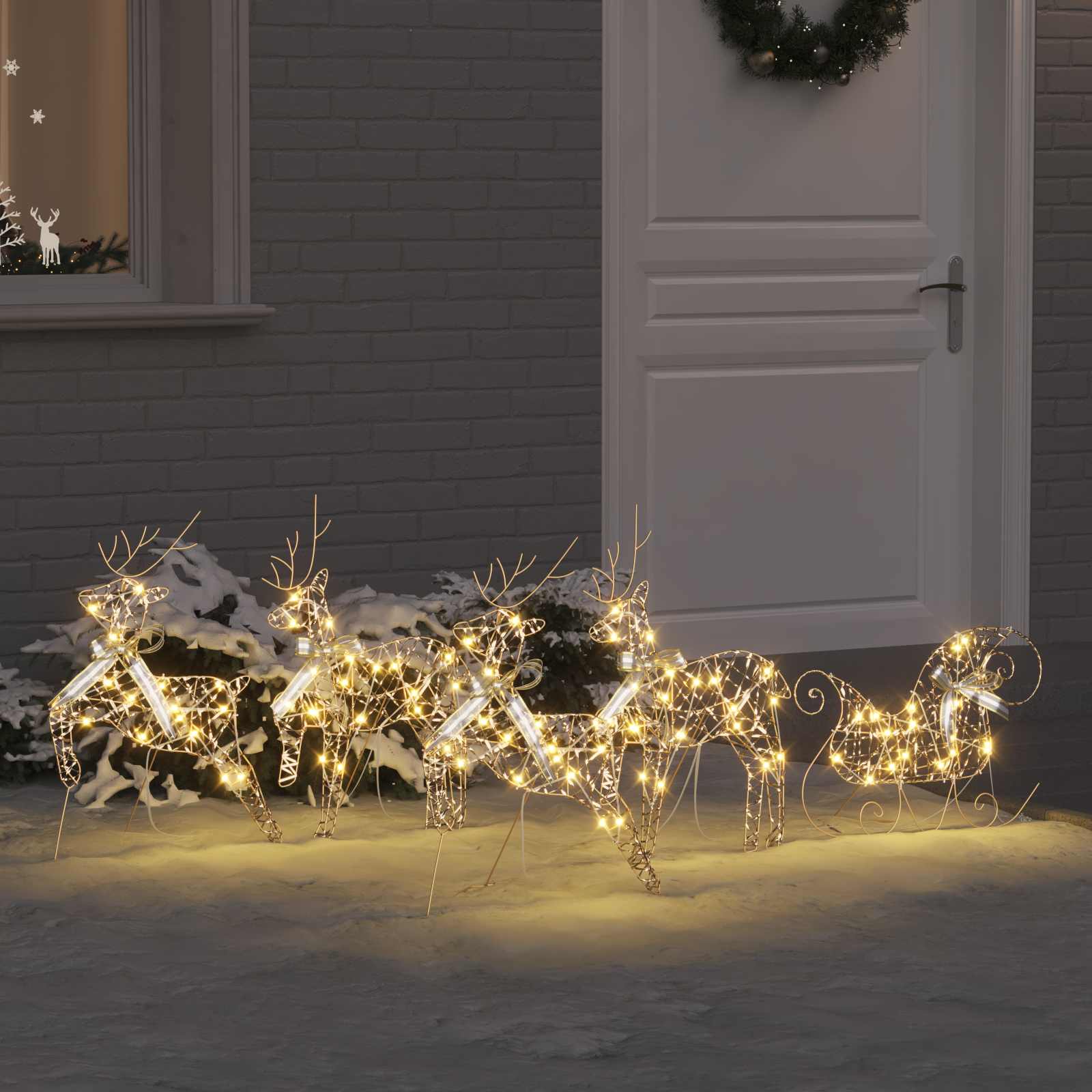 LED Põhjapõdrad 5 tk 40 LED-i Kuldne 44 x 18 x 65,5 cm PET