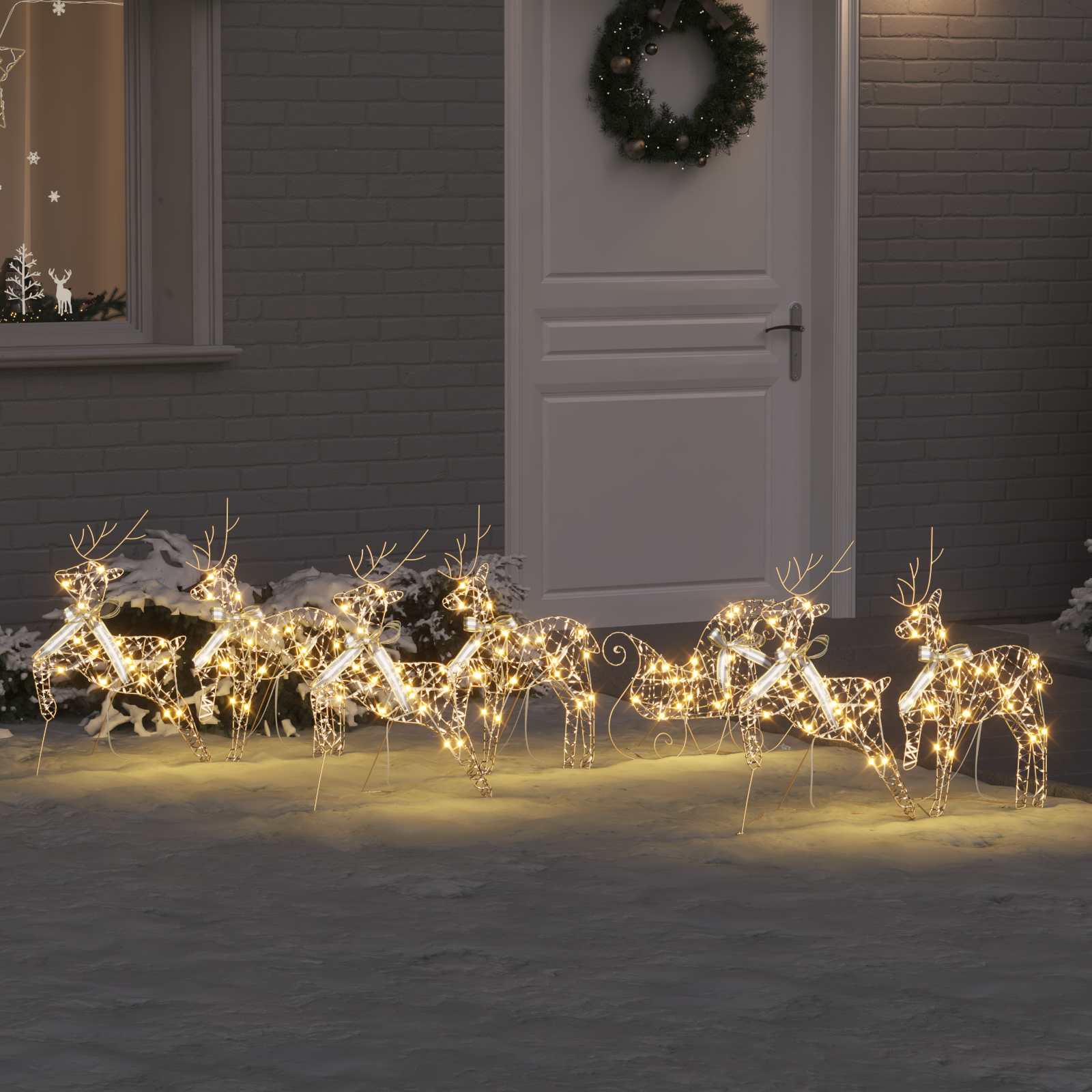 LED Põhjapõdrad 7 tk 40 LED-i Kuldne 44 x 18 x 65,5 cm PET